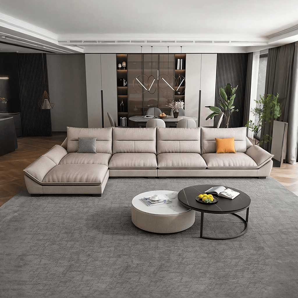 Quinn Four Seater Sofa, Leathaire - Miola