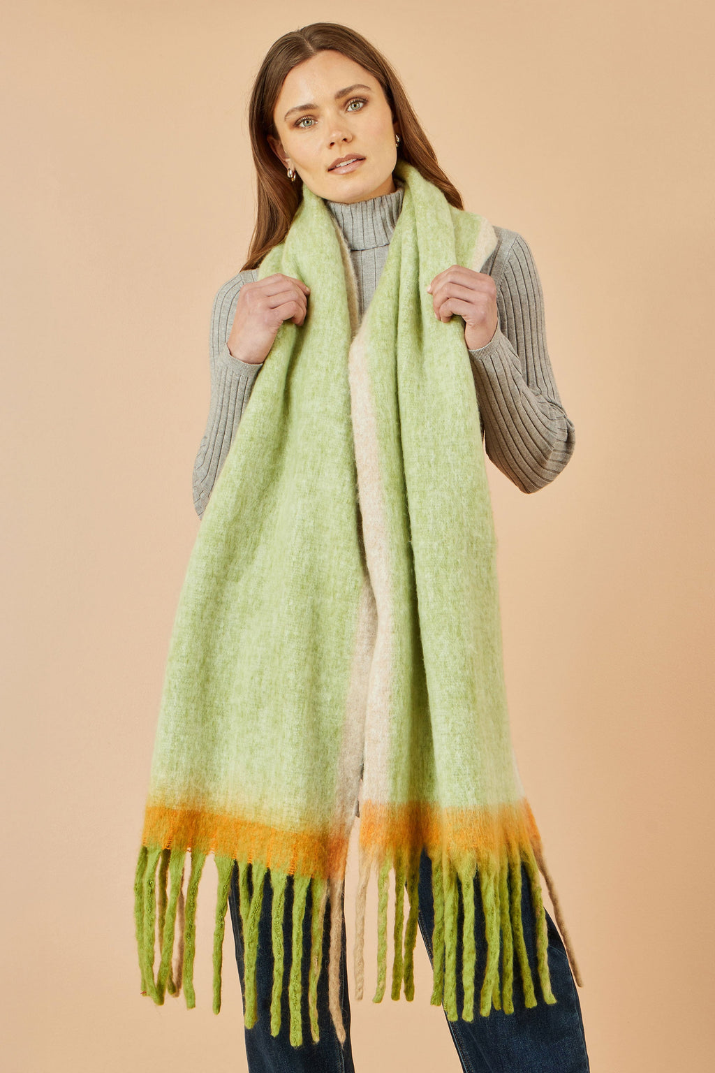 Green Colour Block Scarf