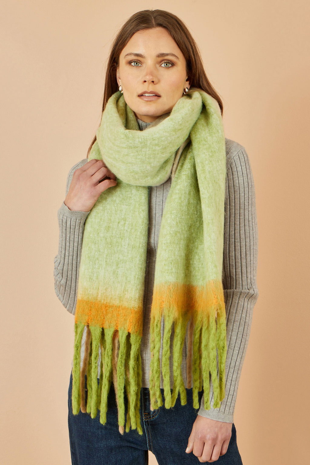Green Colour Block Scarf