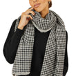 Load image into Gallery viewer, Black &amp; White Scarf With Stitch Detail
