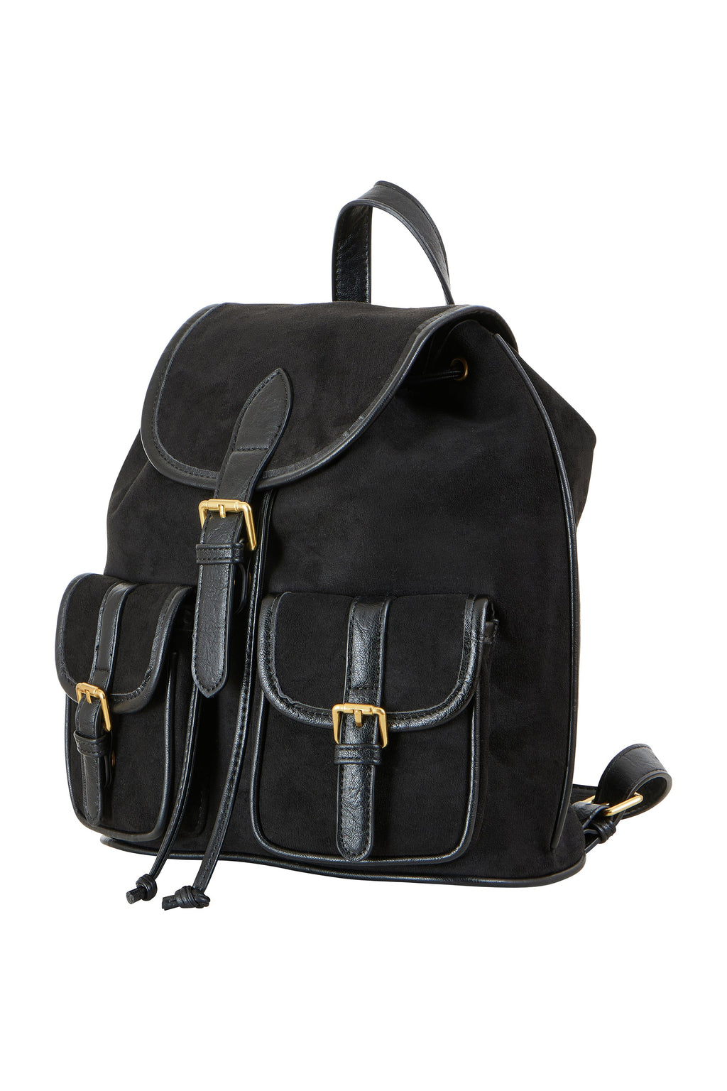 Black Faux Suede Pocket Rucksack
