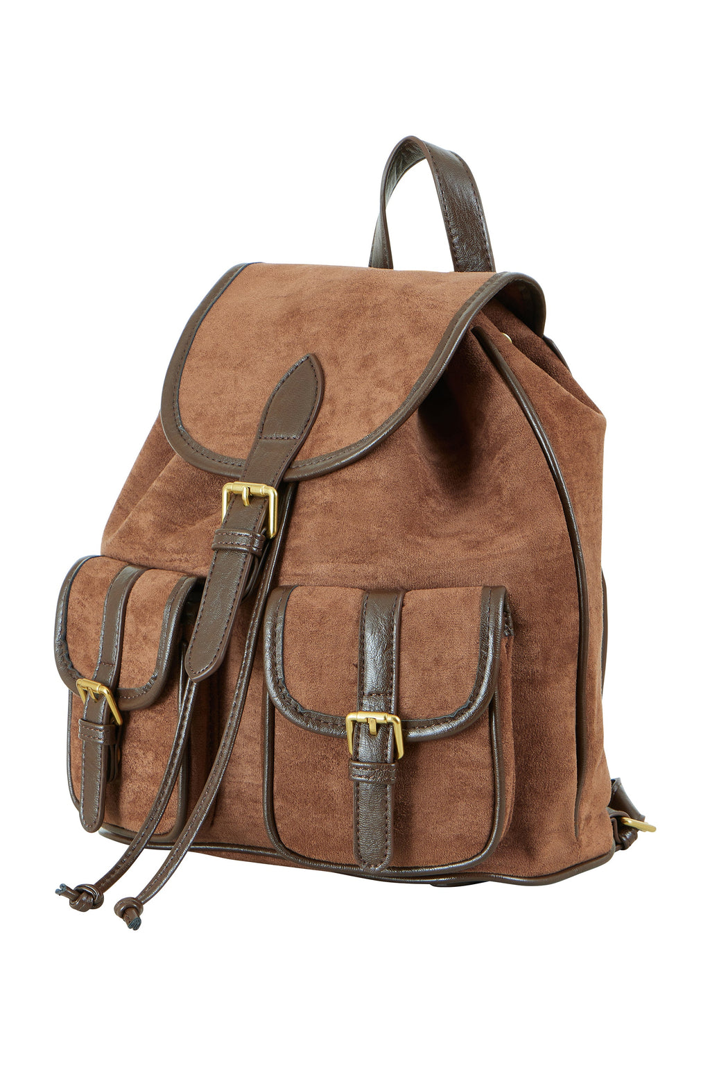 Tan Faux Suede Pocket Rucksack