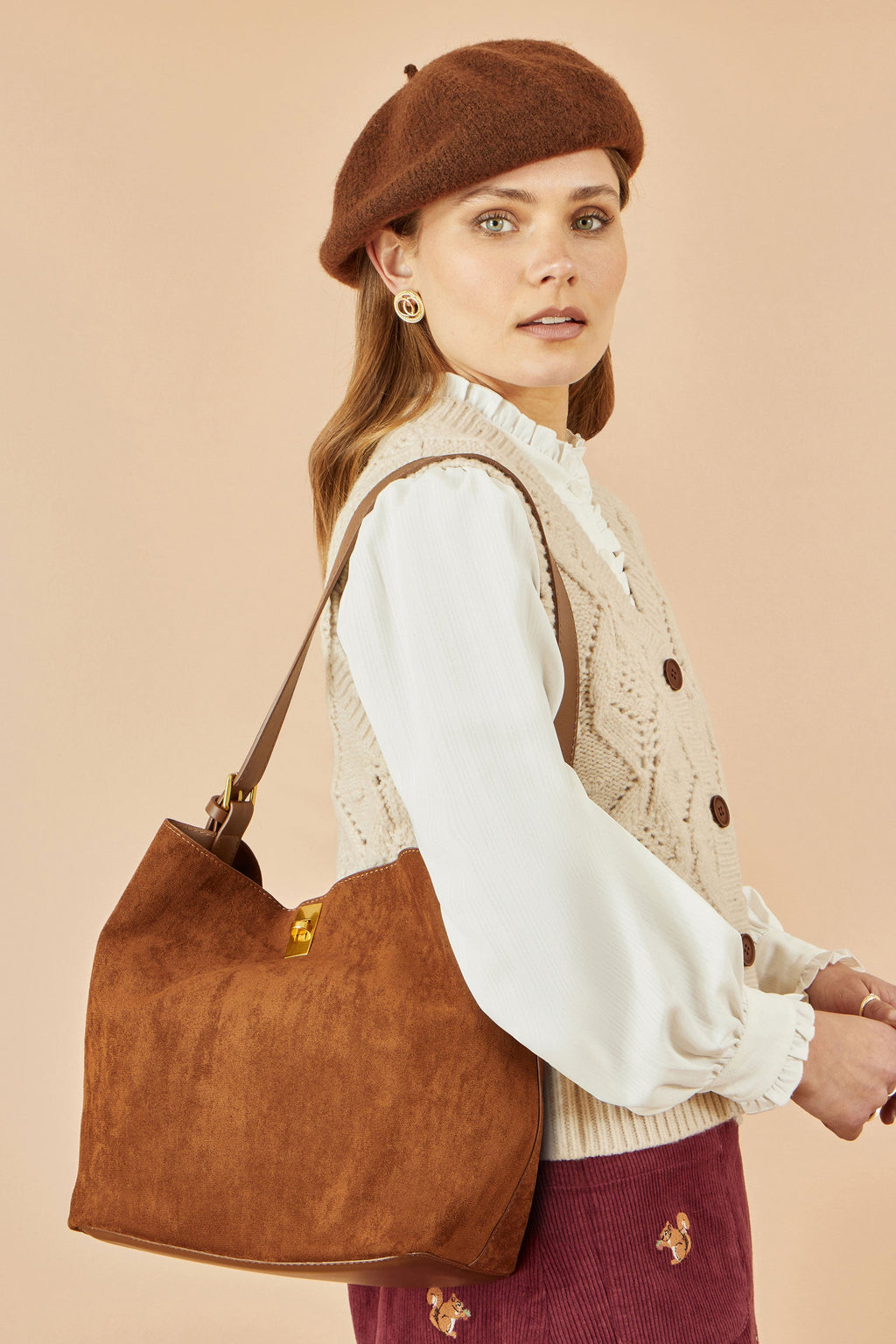 Tan Faux Suede Bag
