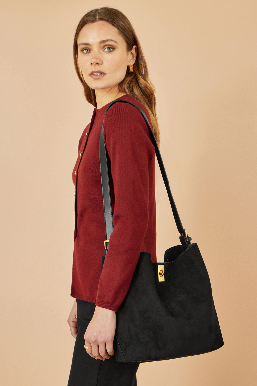 Black Faux Suede Bag