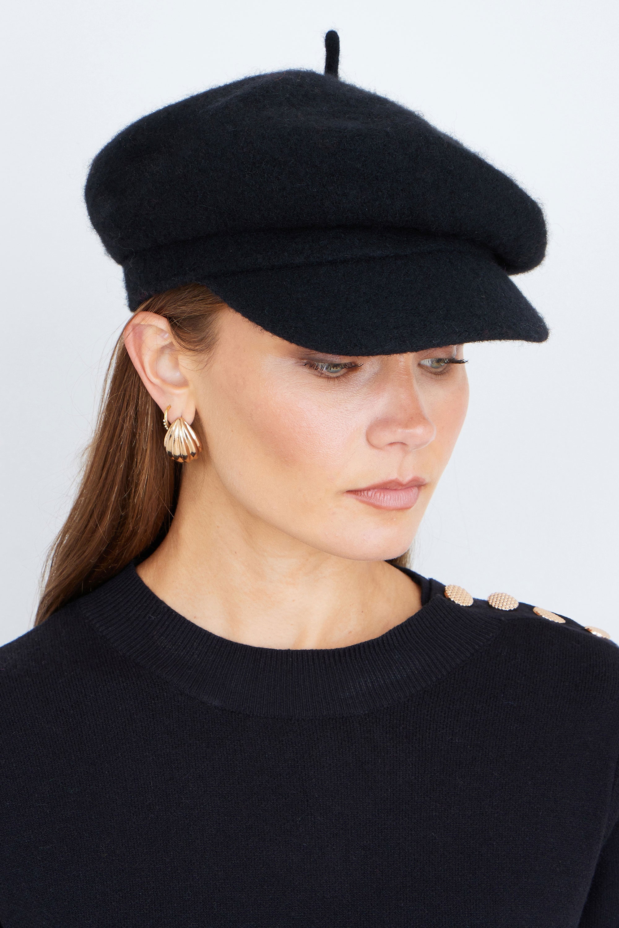 Black Baker Boy Hat - Miola