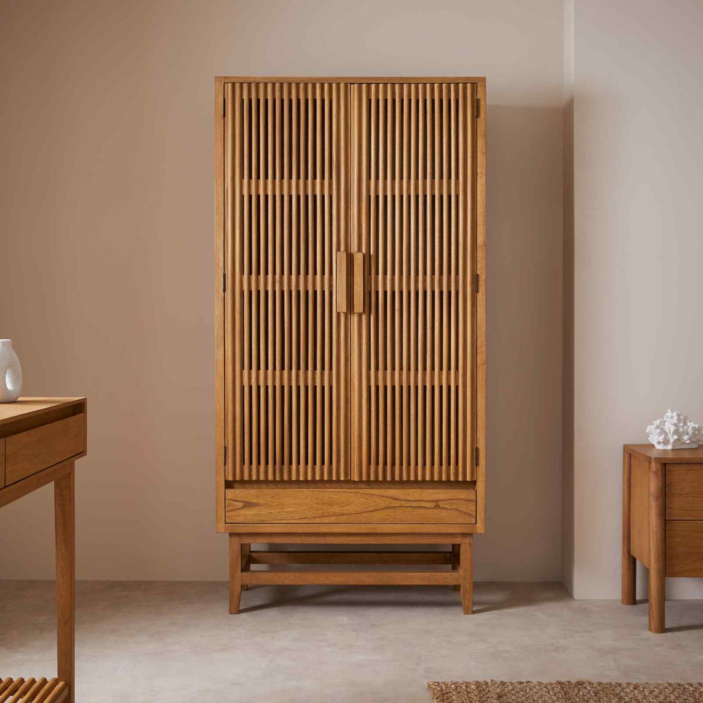 Melia Light Oak Wardrobe with Drawer - Miola