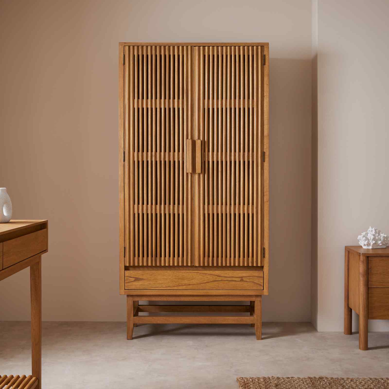 Melia Light Oak Wardrobe with Drawer - Miola