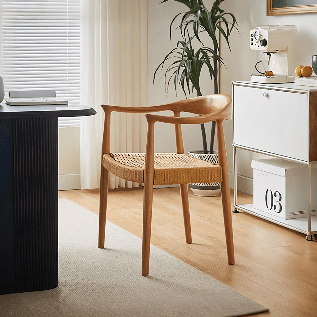 Abiram Rattan Dining Chair, Solid Wood - Miola