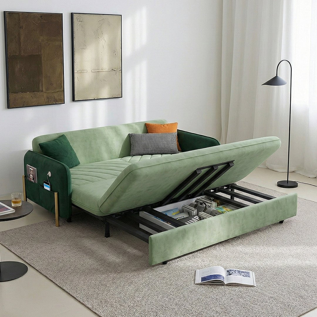 Aditi Two Seater Sofa Bed, Green - Miola