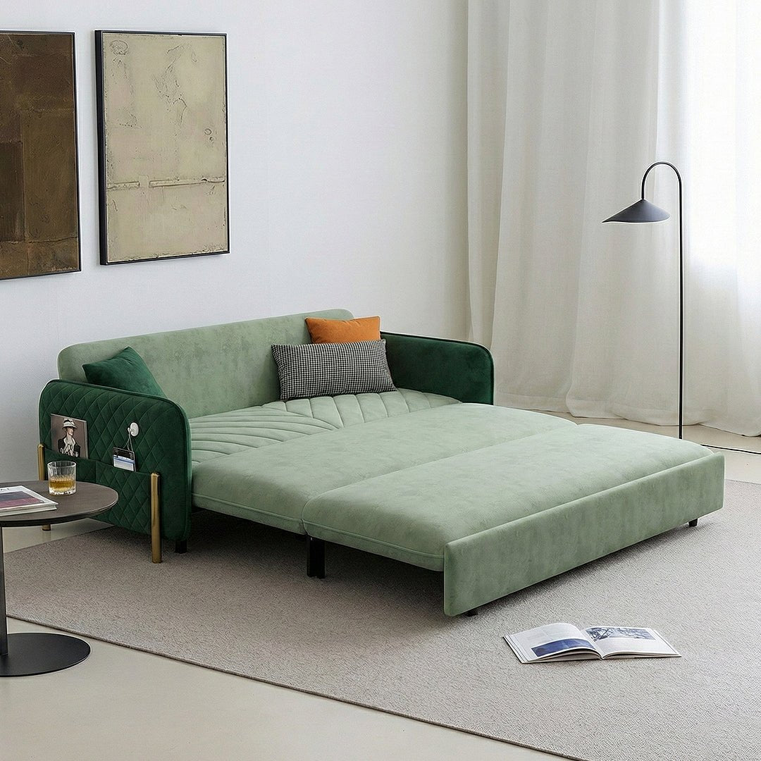 Aditi Two Seater Sofa Bed, Green - Miola