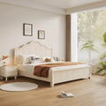 Agnes King Size / Super King Size Bed With Storage, Cream - Miola
