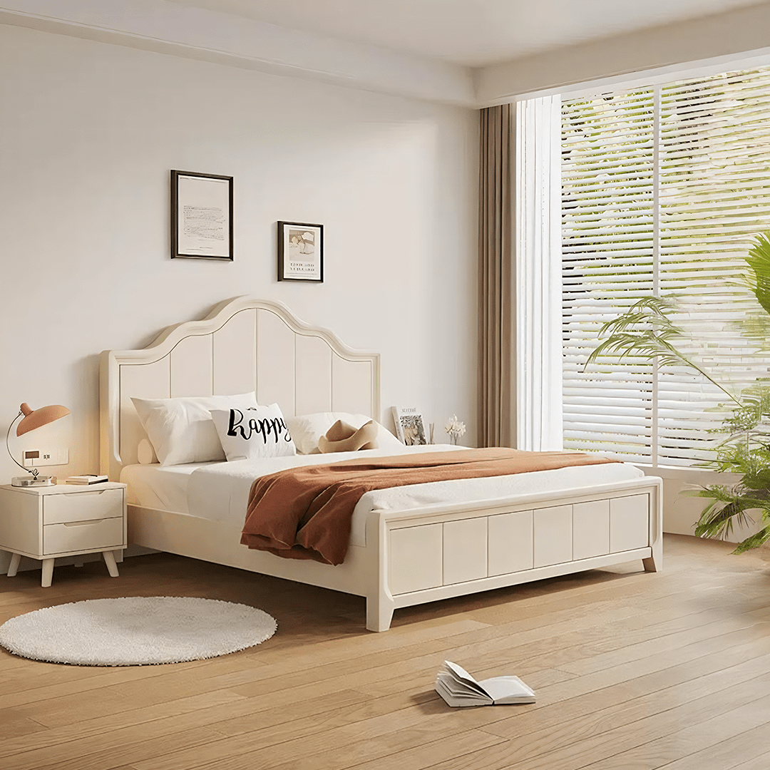 Agnes King Size / Super King Size Bed With Storage, Cream - Miola