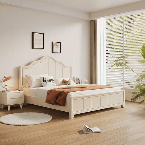 Agnes King Size / Super King Size Bed With Storage, Cream - Miola