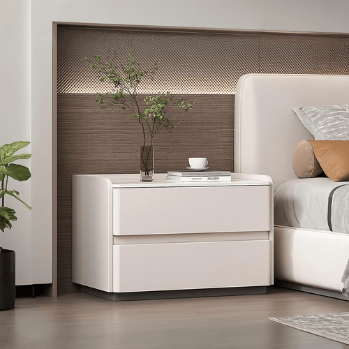 Agustina Modern Bedside Table, Wooden Bedside Table, Cream - Miola