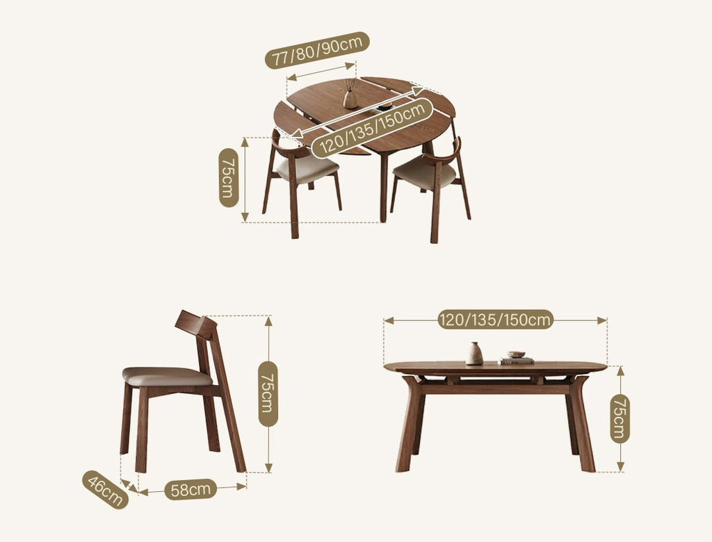 Aitken Round Folding Dining Table, Solid Wood - Miola