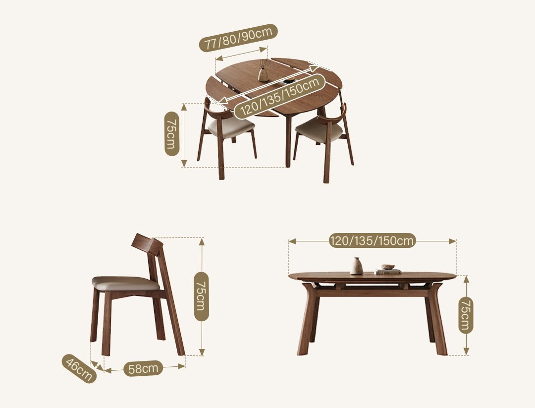 Aitken Round Folding Dining Table, Solid Wood - Miola