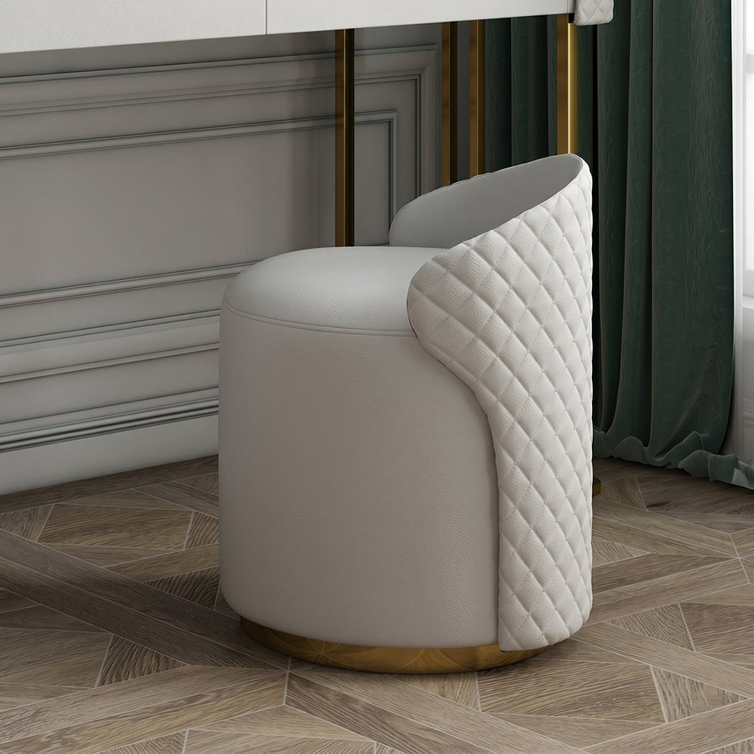 Allurea Dressing Table With LED Mirror, Greyish Cream - Miola