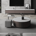 Alvis Coffee Table Set With Stool, Sintered Stone - Miola