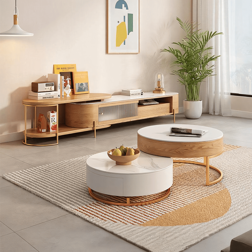 Amanda Living Room Set, Amanda Coffee Table and TV Stand, Light Oak - Miola