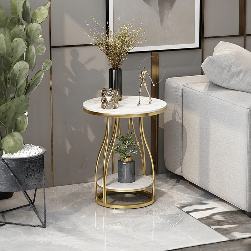 Amos Side Table, Gold Base - Miola