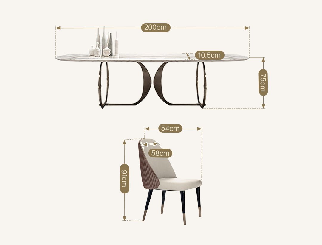 Arpen Dining Table, Marble, Dining Table Set - Miola