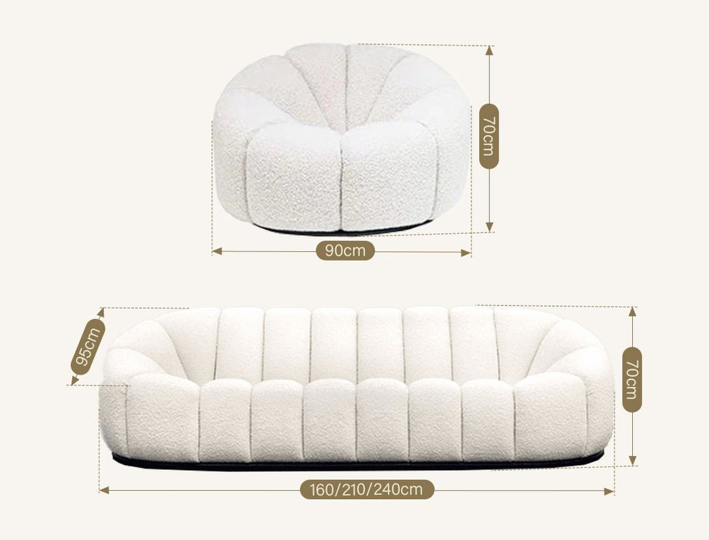 Arsav Pumpkin Three Seater Sofa, Boucle - Miola