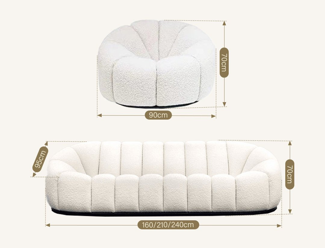 Arsav Pumpkin Three Seater Sofa, Boucle - Miola