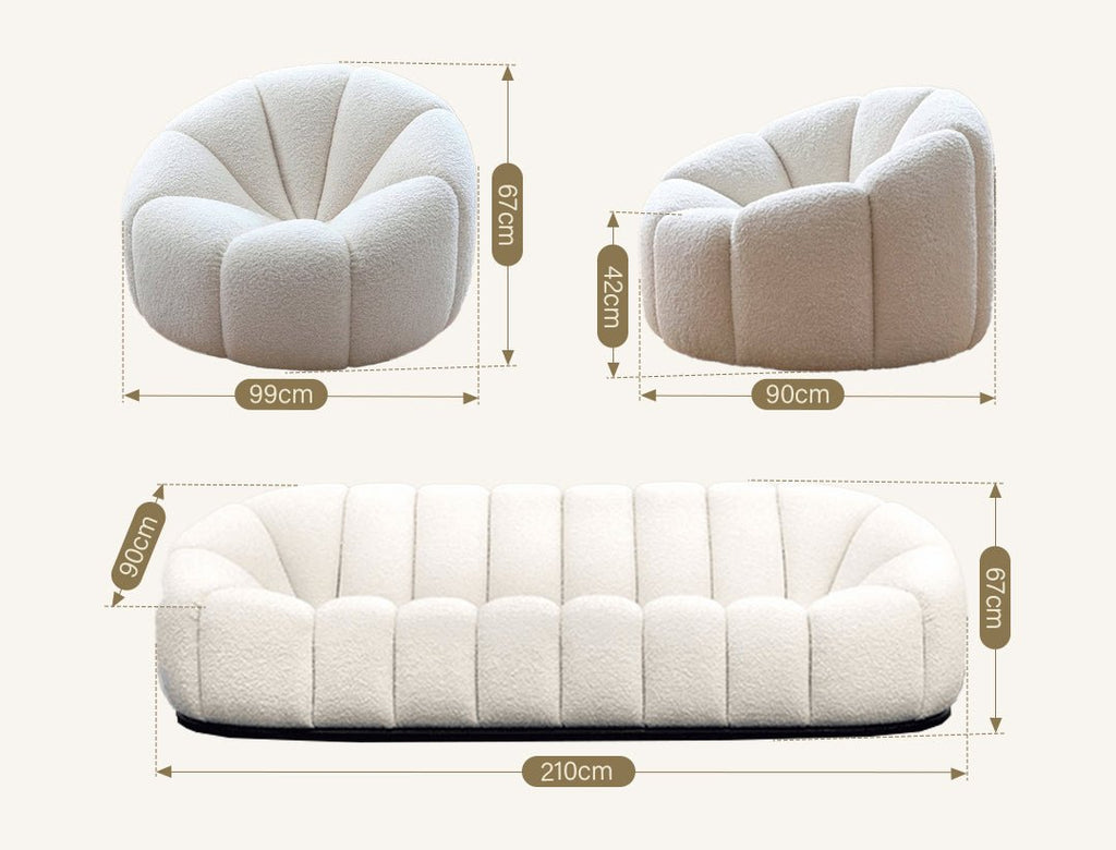 Arsav Pumpkin Armchair, White Boucle - Miola
