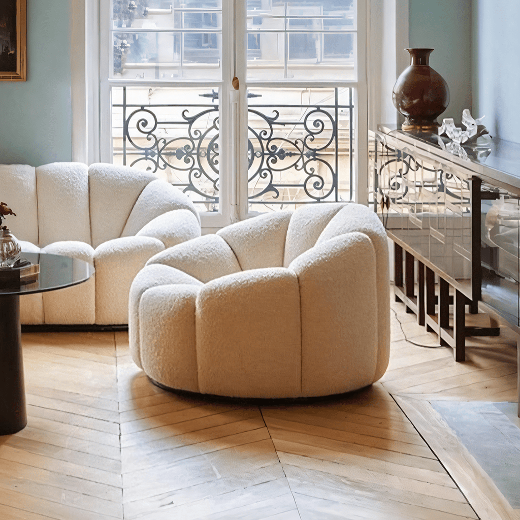 Arsav Pumpkin Armchair, White Boucle - Miola