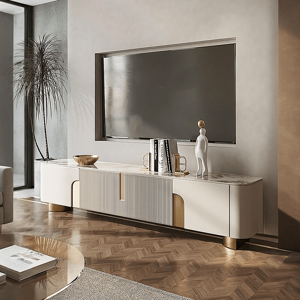 Athena TV Stand, Cream & Gold - Miola