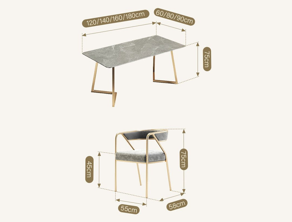 Attleboro Dining Table, Sintered Stone & Gold - Miola