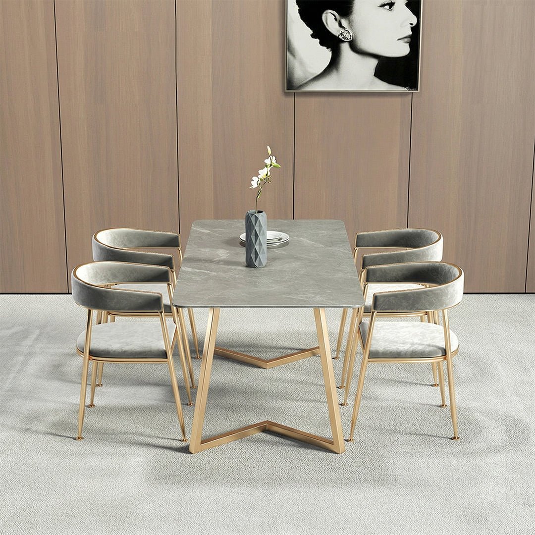 Attleboro Dining Table, Sintered Stone & Gold - Miola