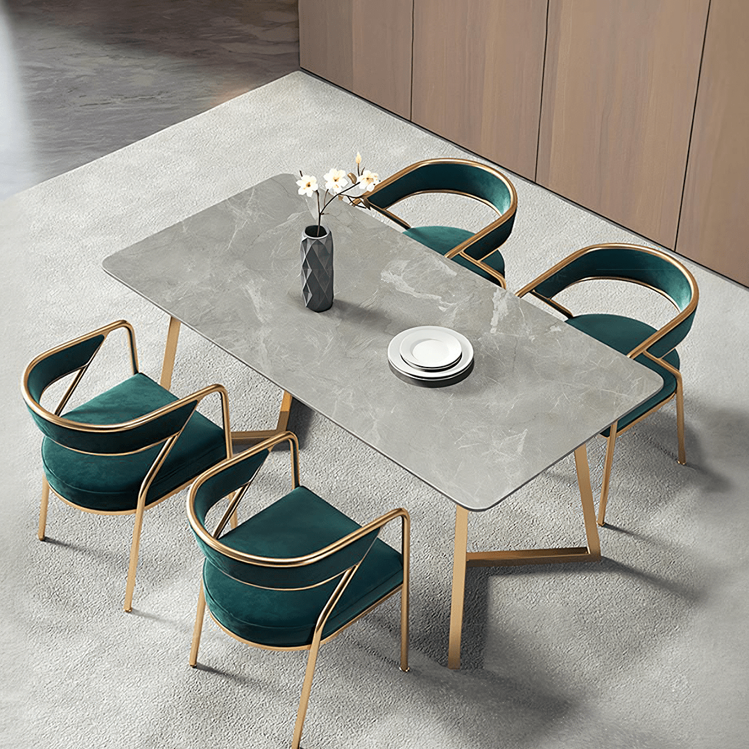 Attleboro Dining Table, Sintered Stone & Gold - Miola