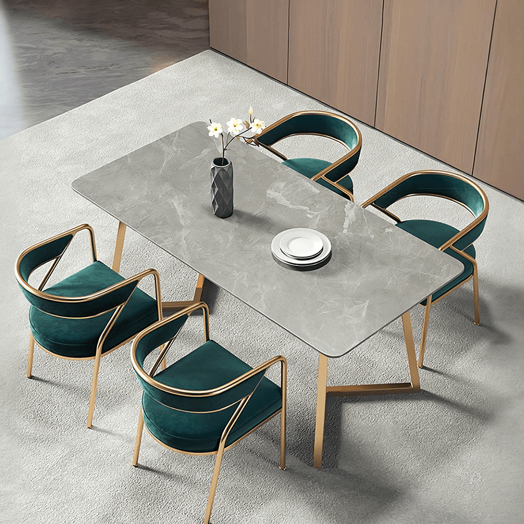 Attleboro Dining Table, Sintered Stone & Gold - Miola