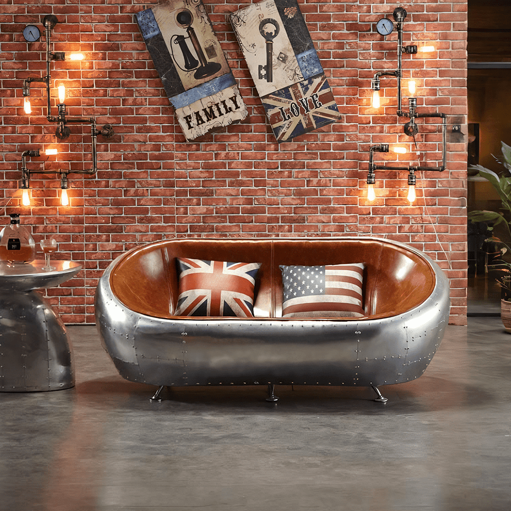 Aviator Airplane Tub Two Seater Sofa, Aluminum Loveseat - Miola