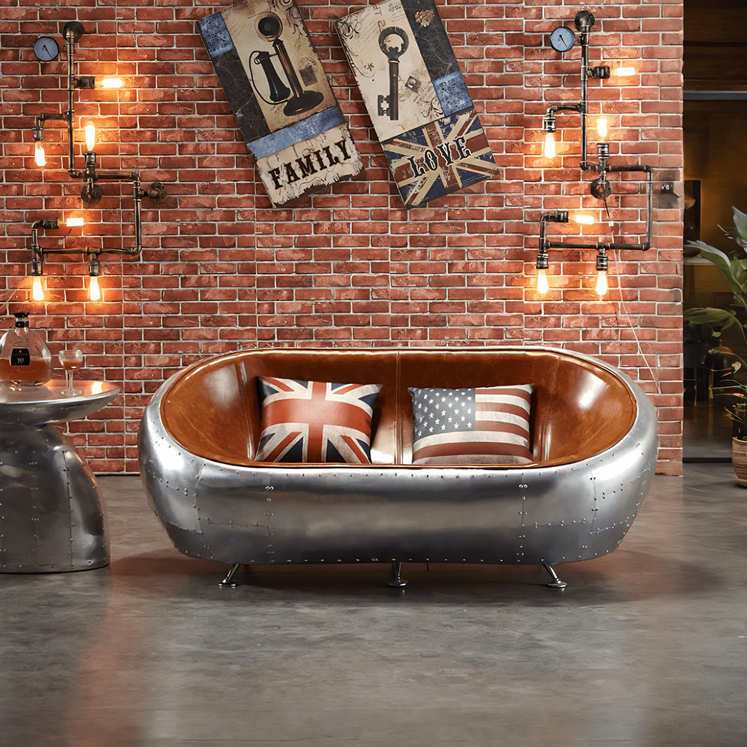 Aviator Airplane Tub Two Seater Sofa, Aluminum Loveseat - Miola