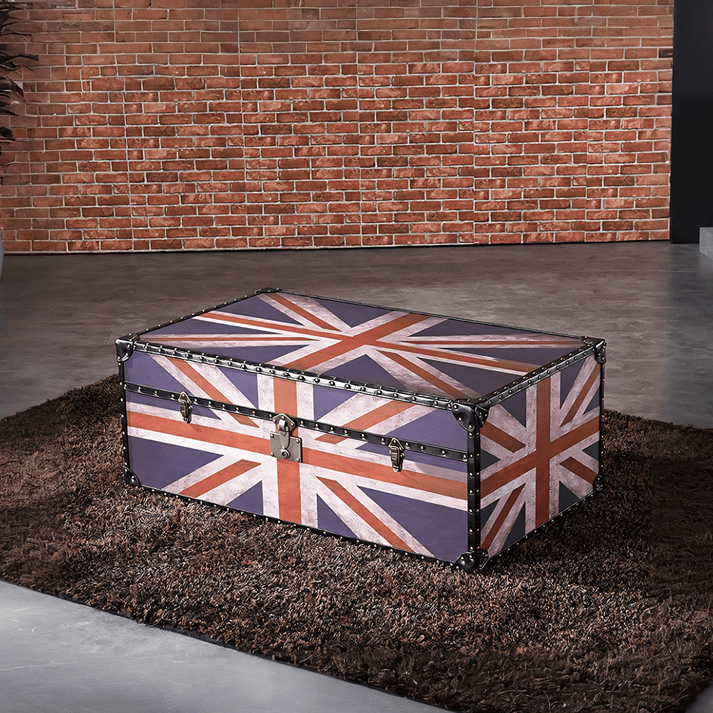 Aviator Union Jack Suitcase Coffee Table, Industrial Storage - Miola