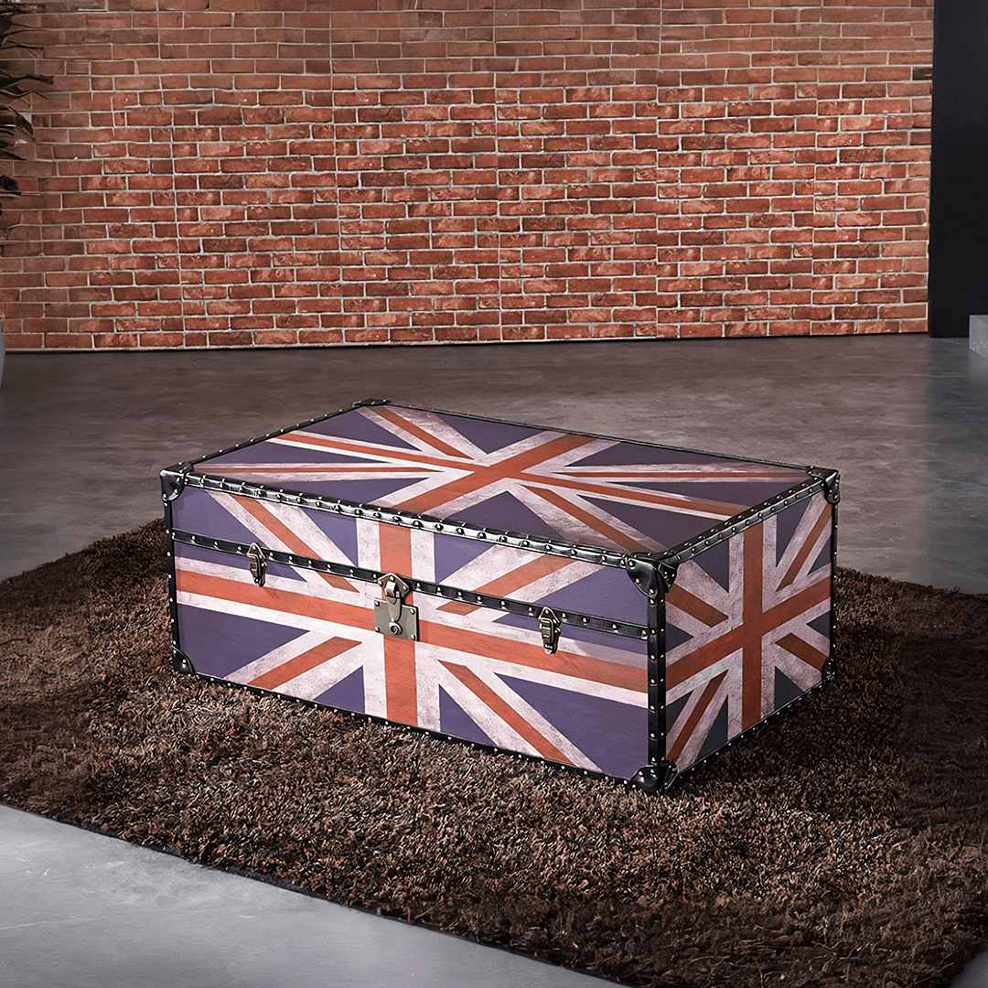 Aviator Union Jack Suitcase Coffee Table, Industrial Storage - Miola