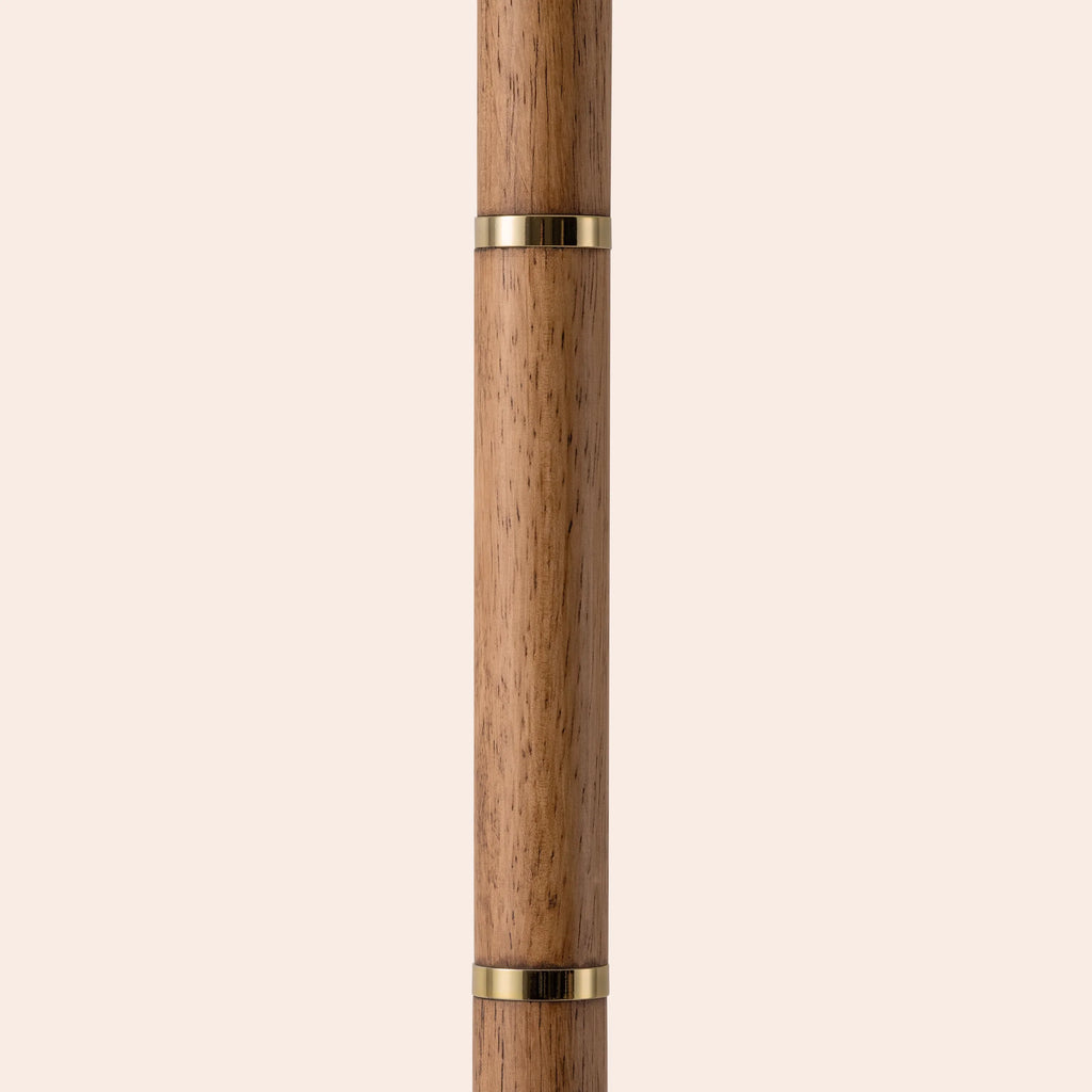 Wood & brass disk floor lamp - Miola