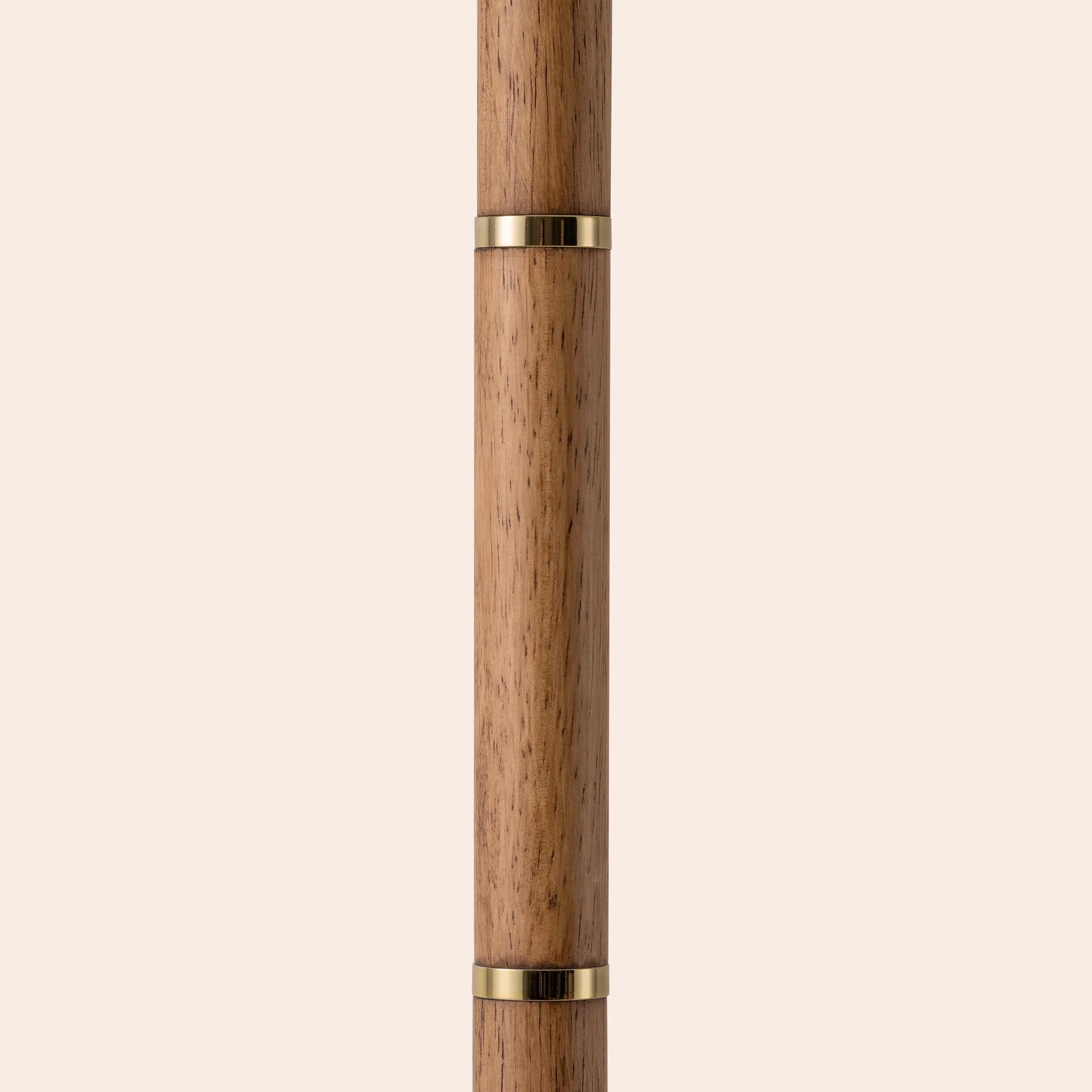 Wood & brass disk floor lamp - Miola