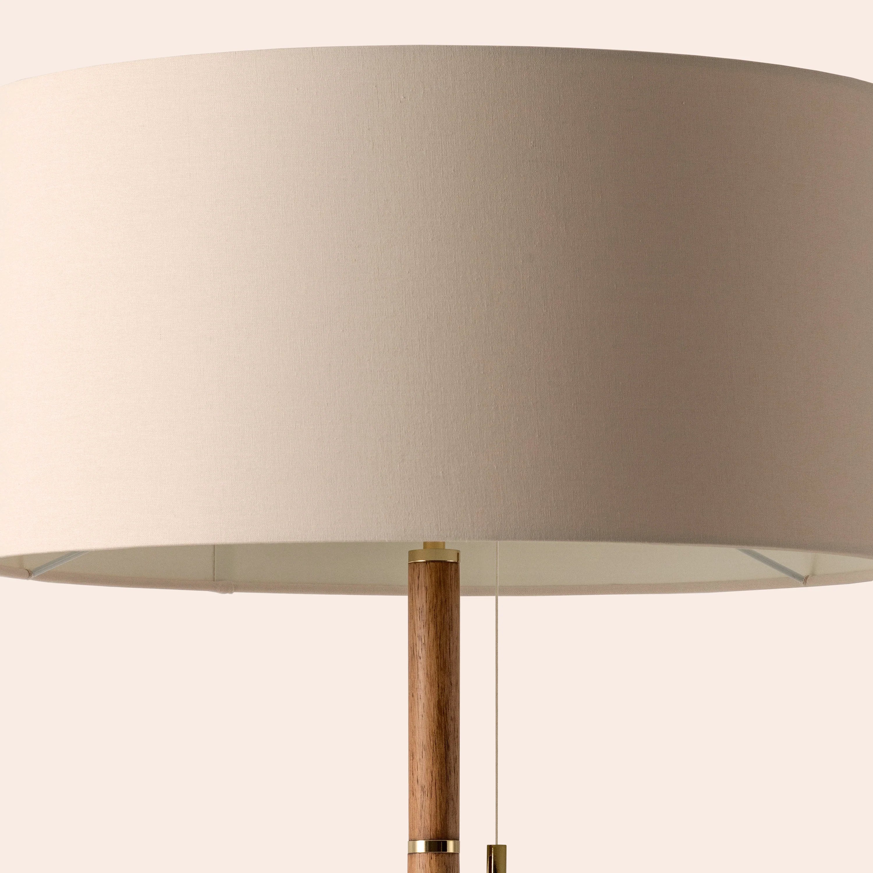 Wood & brass disk floor lamp