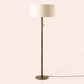 Wood & brass disk floor lamp - Miola