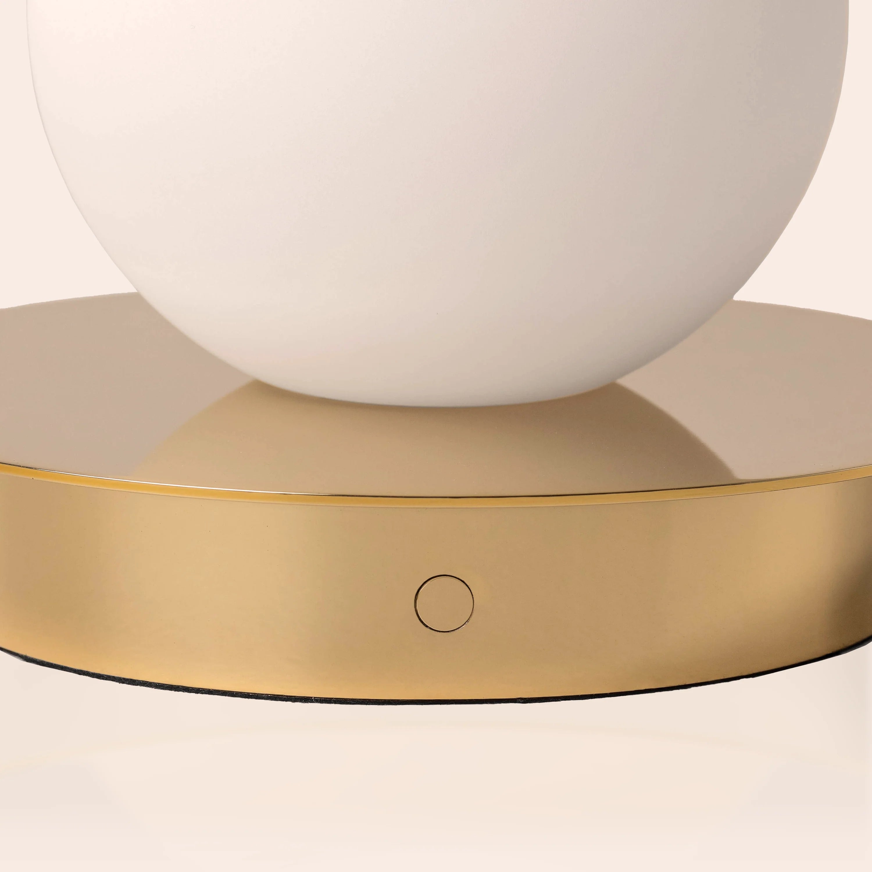 Brass opal disk cordless table lamp