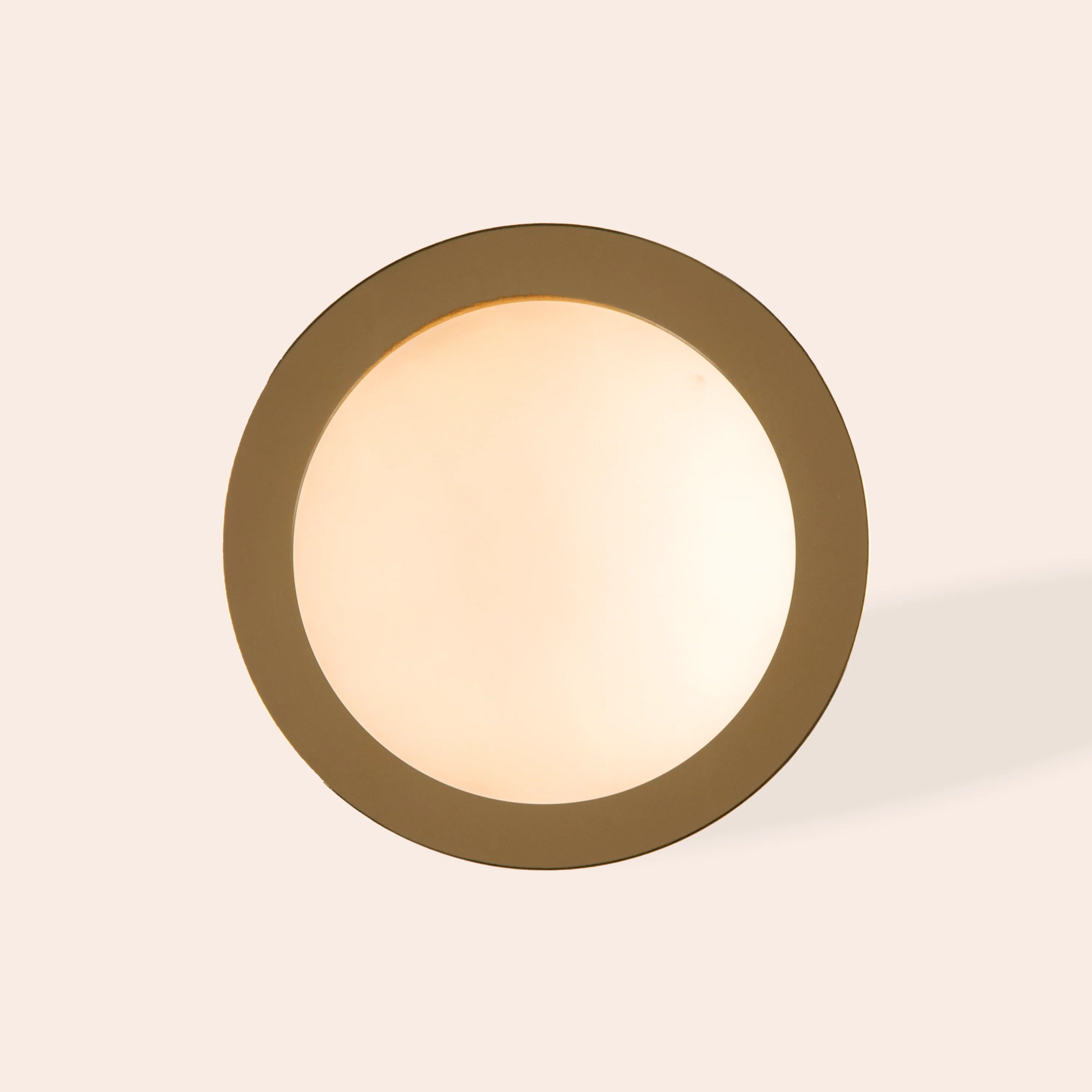 Brass opal disk cordless table lamp