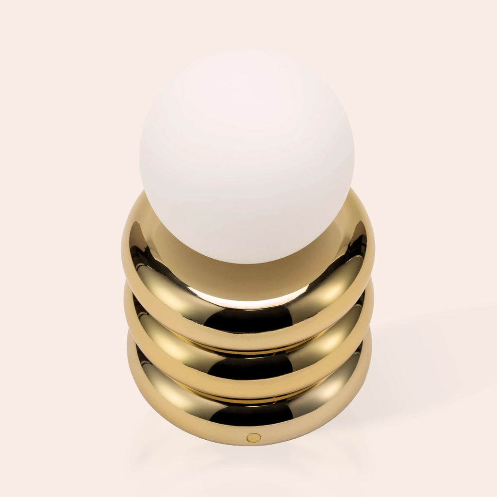 Brass tube cordless table lamp