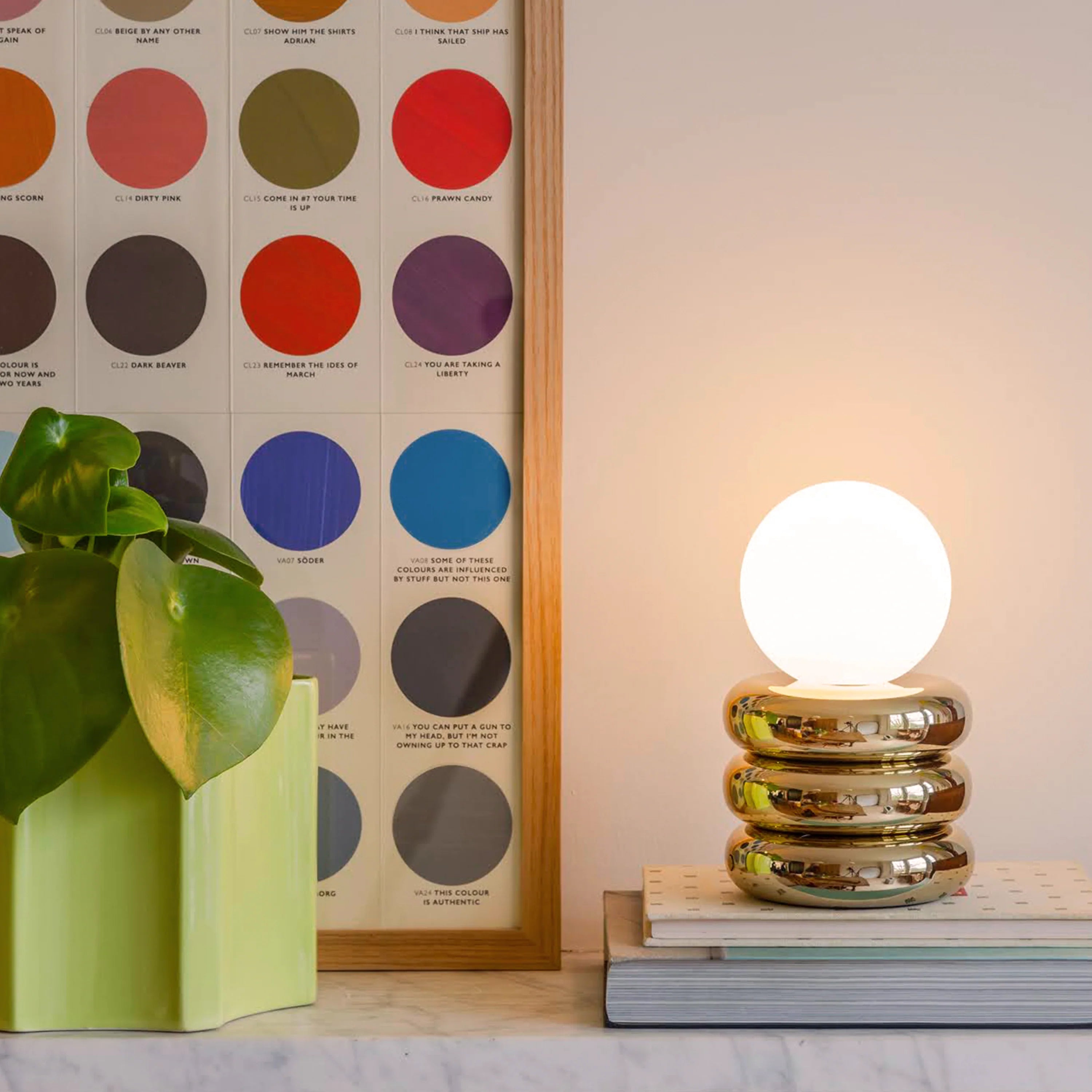 Brass tube cordless table lamp