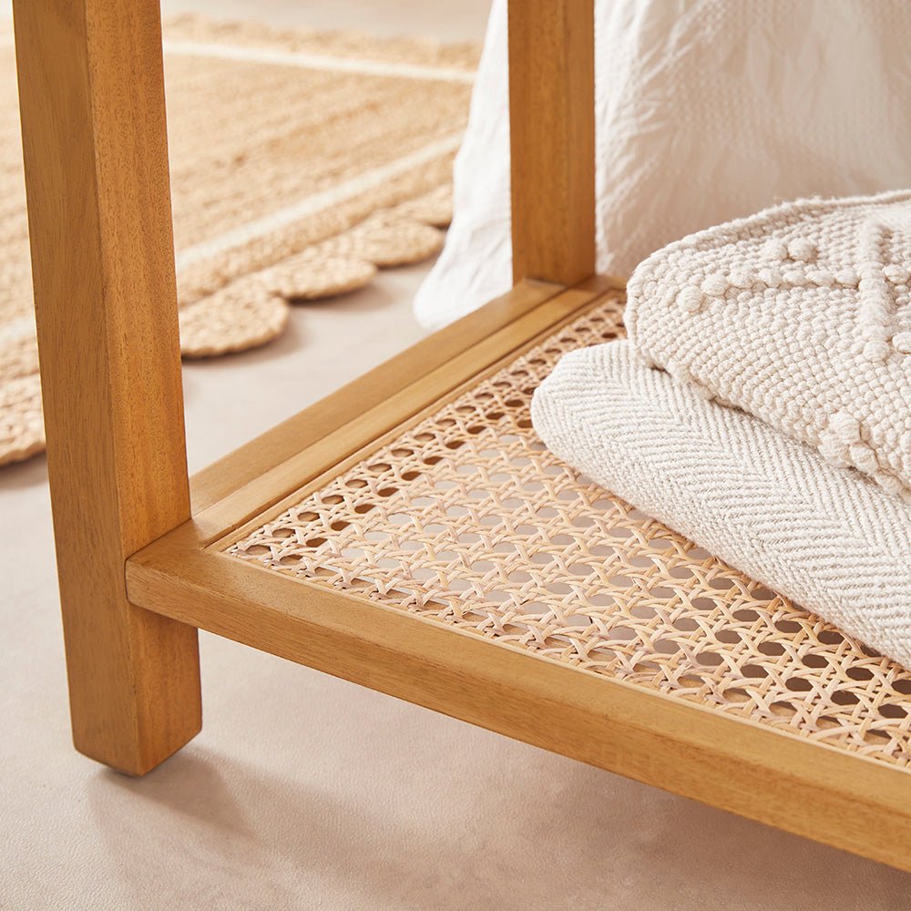 Bali Rattan Bench with Storage Shelf - Miola