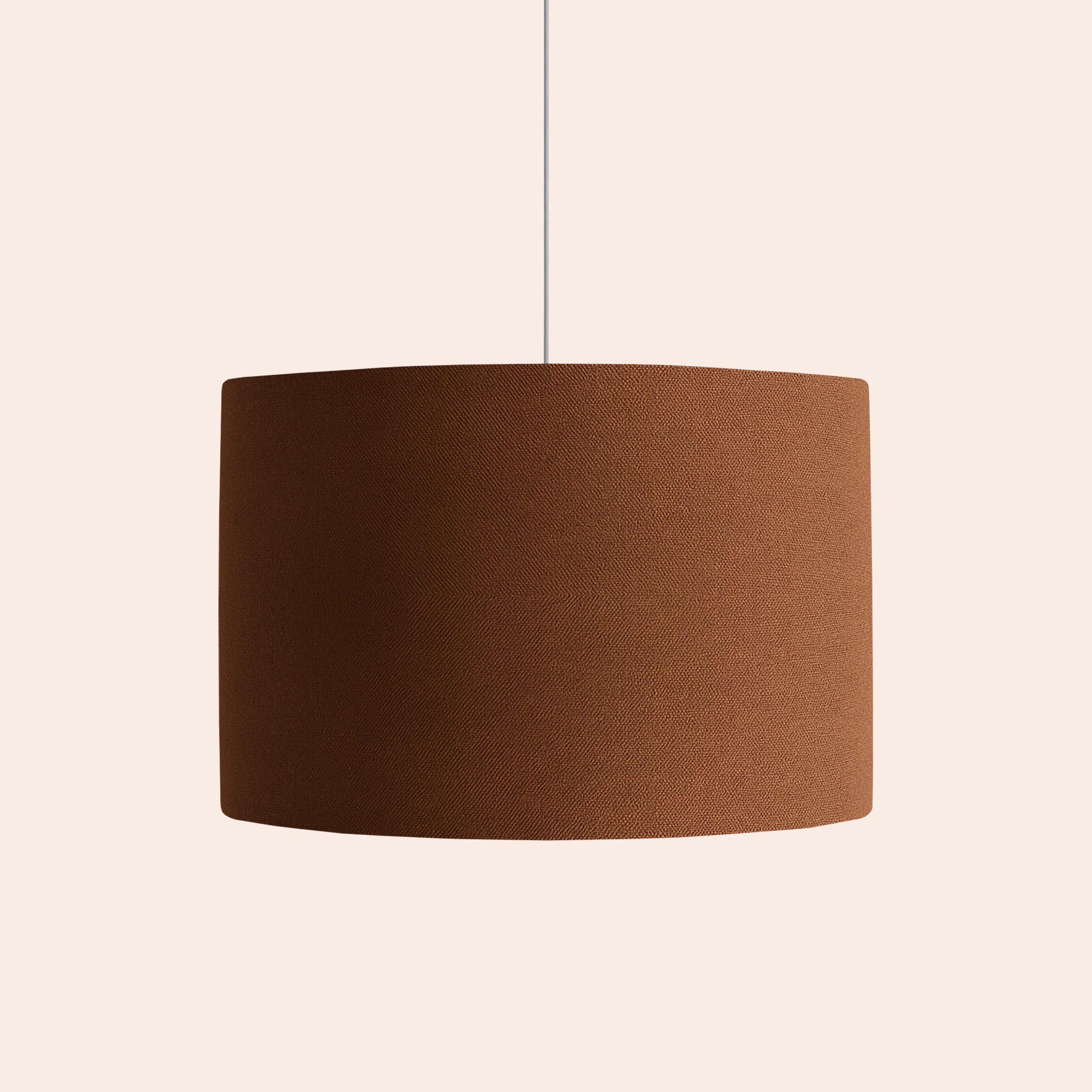Bark brown check lined drum shade - Miola