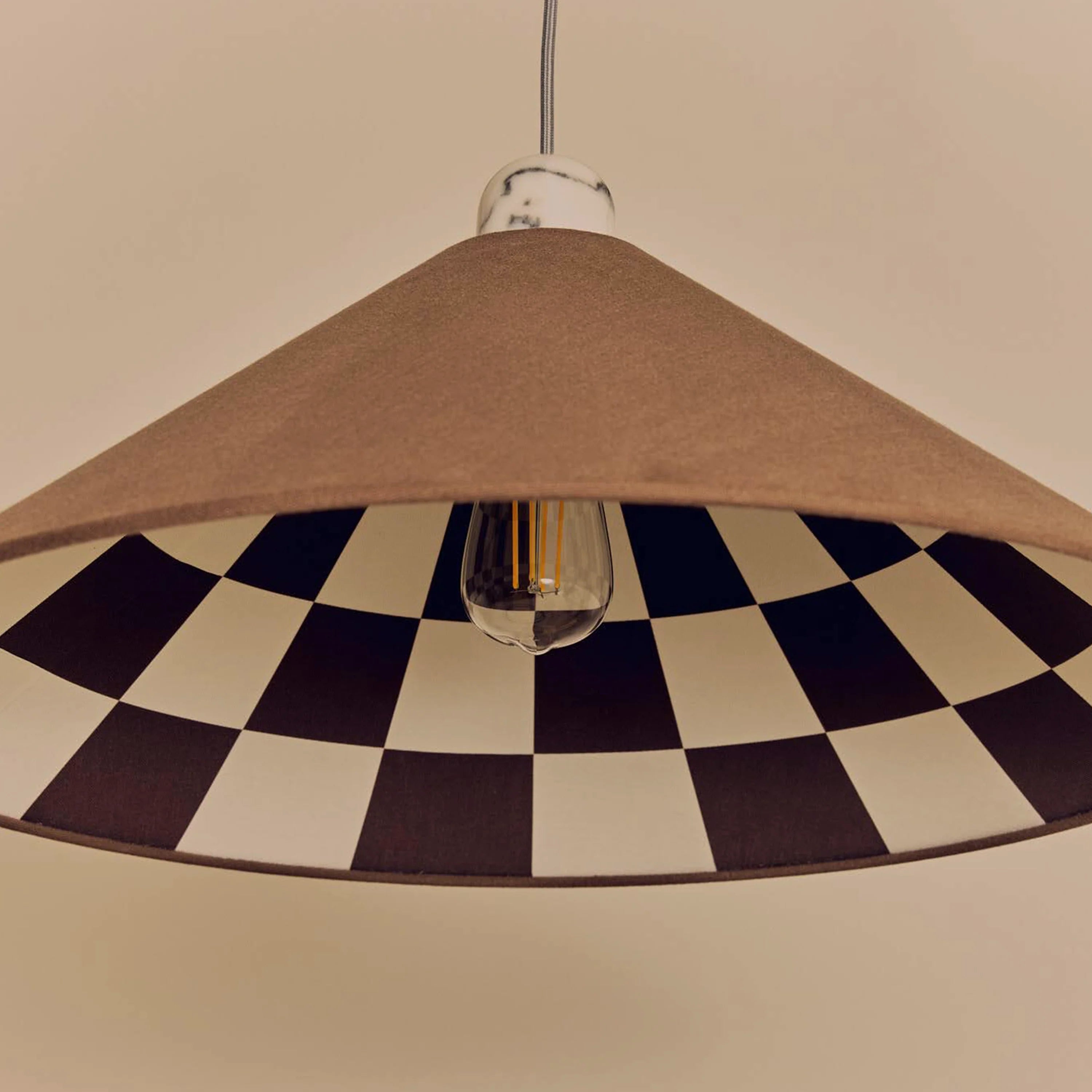 Bark Brown Check Lined Cone Shade - Miola