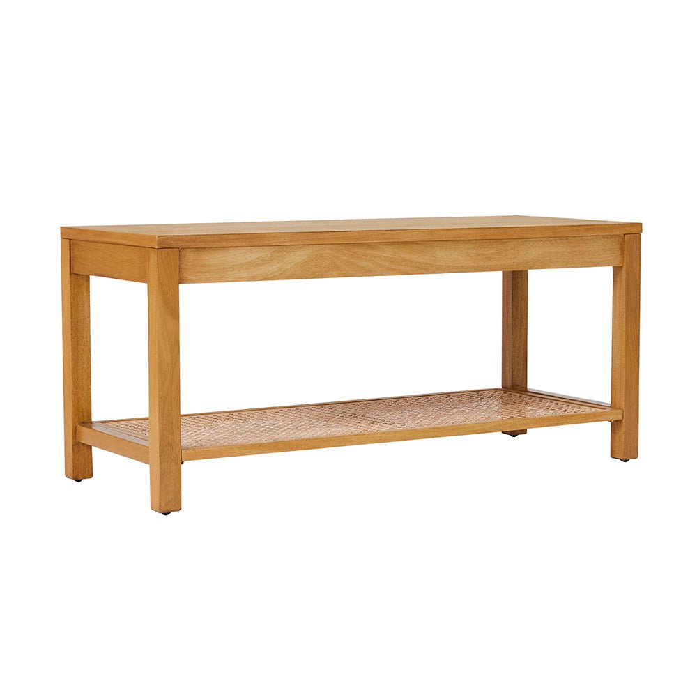 Bali Rattan Bench with Storage Shelf - Miola